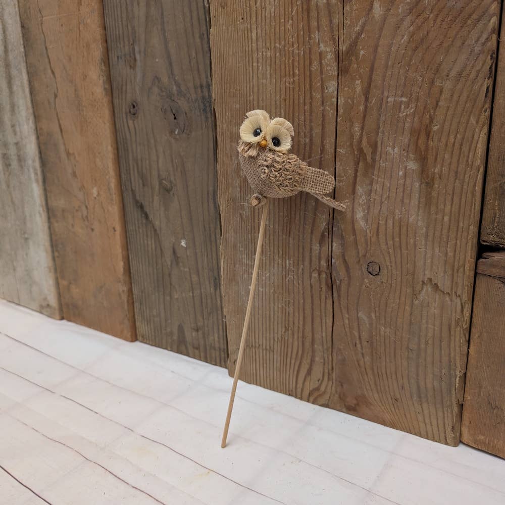 Burlap Owl on a Stick