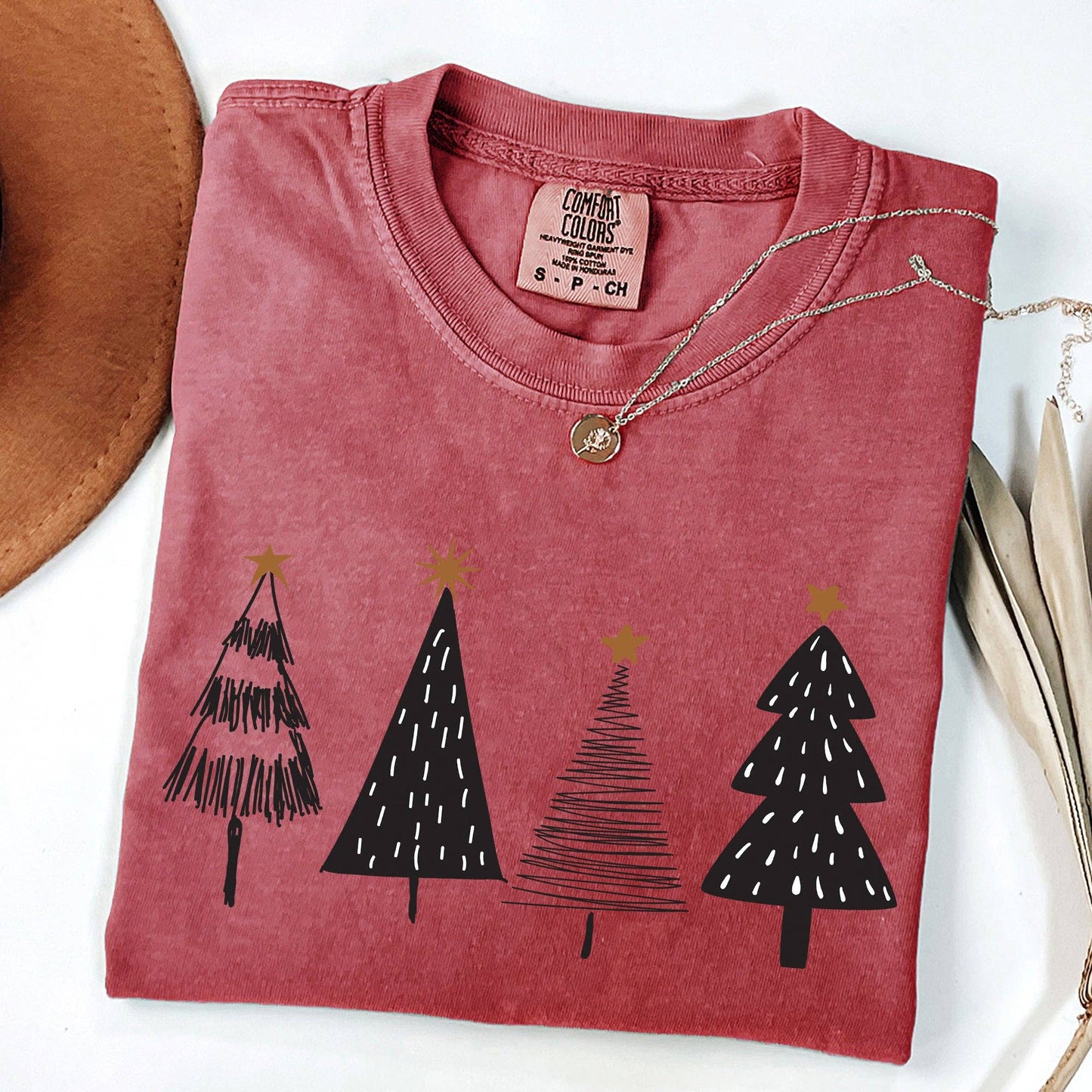 Minimalist Christmas Trees, Winter, Snow, Santa Tshirt
