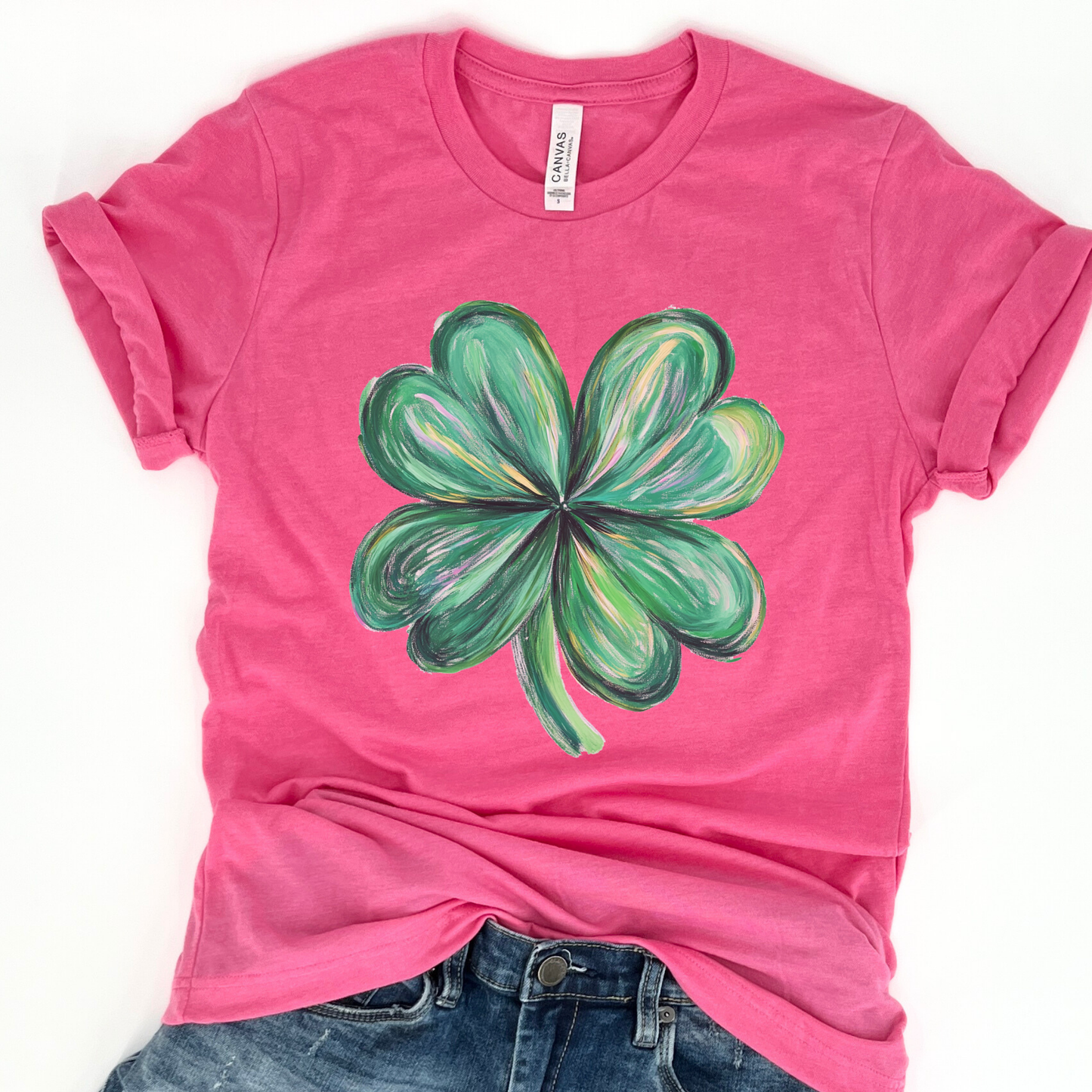 Four leaf clover graphic t-shirt, St. Patrick's Day women's top