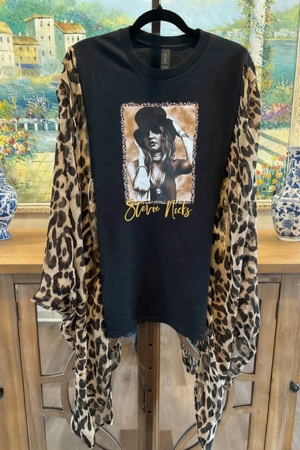 Country Music Vintage Graphic Tee with Long Kimono Sleeve