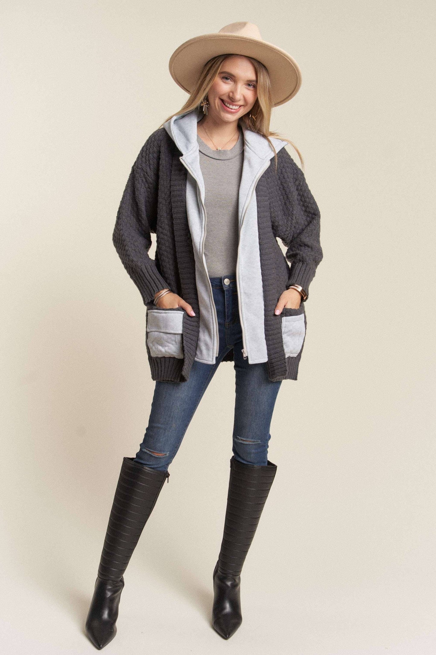 ZIP UP SWEATER HOODIE JACKET