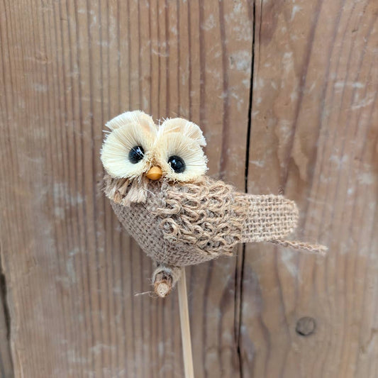 Burlap Owl on a Stick