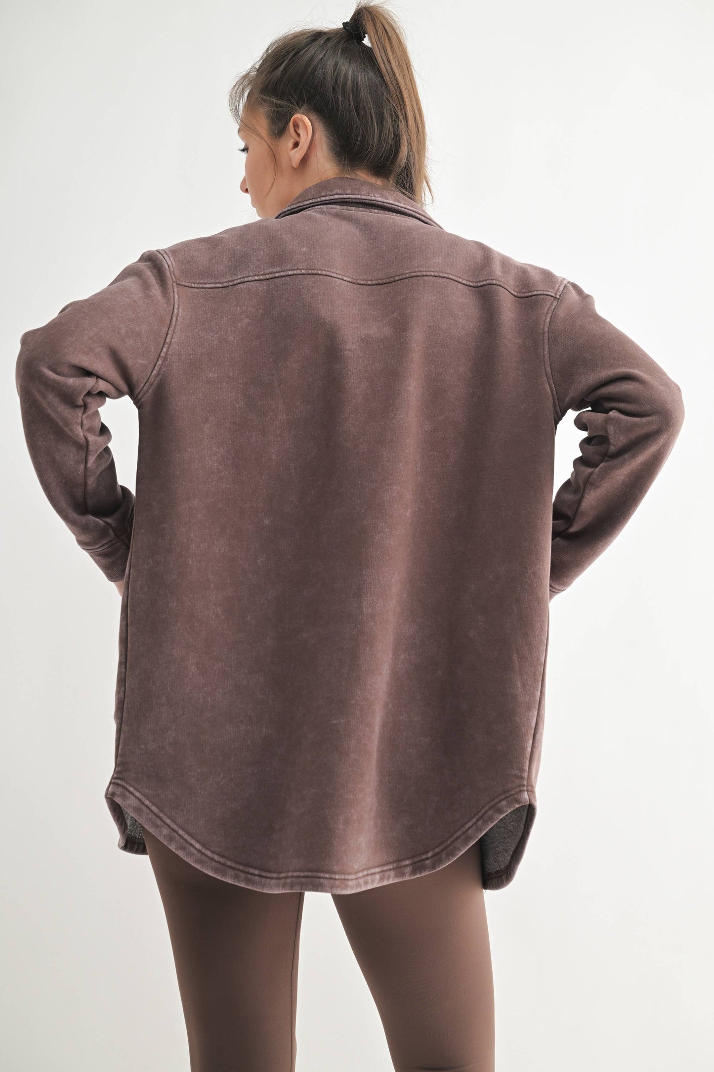 Snap-On Shacket with Pockets: NATURAL
