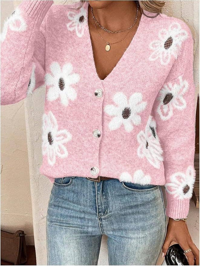 Floral Button Front Cardigan