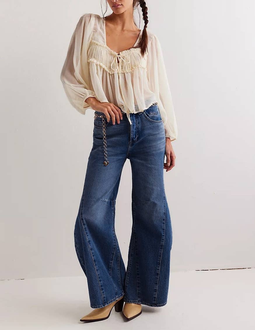 Retro Style Old School Slouchy Flared Puddle Jeans