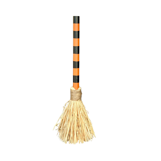 12" Black/Orange Striped Broom