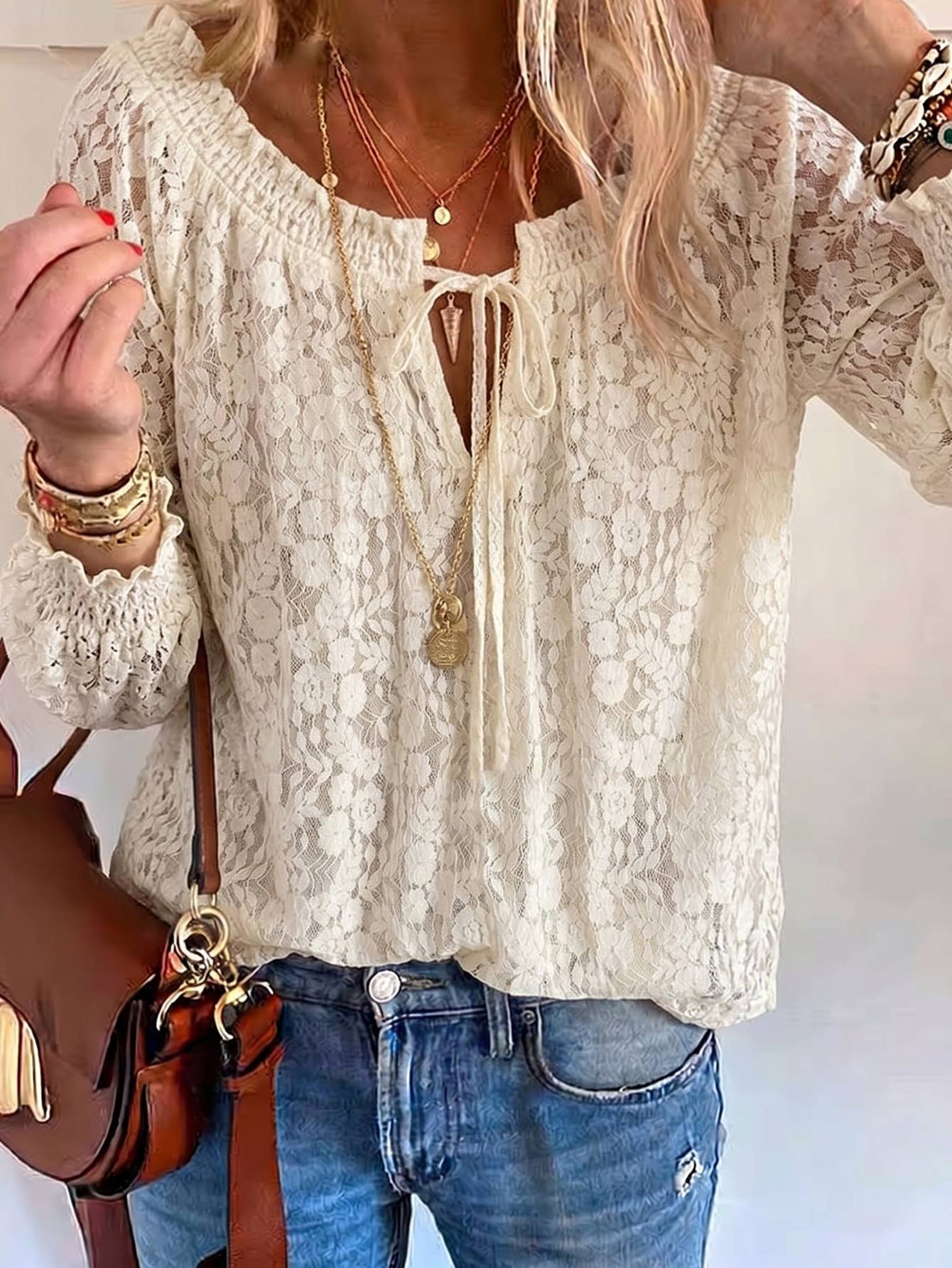 Romance Lace-Up  Floral Blouse