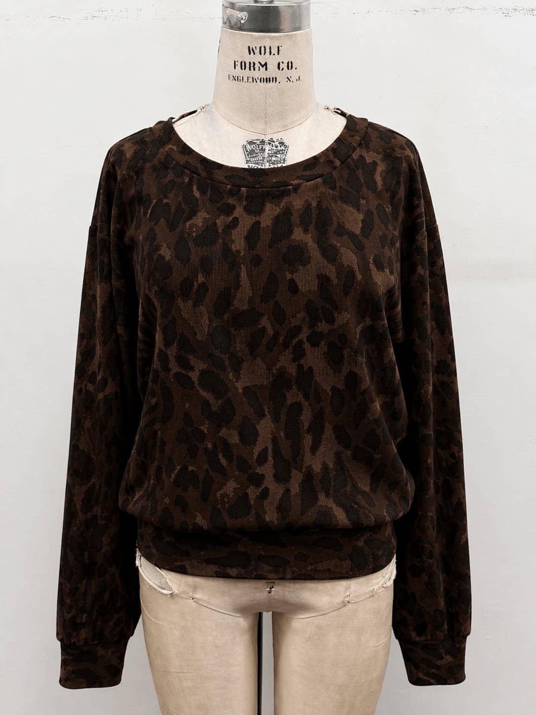 Leopard Print Crewneck  Camo Sweatshirt
