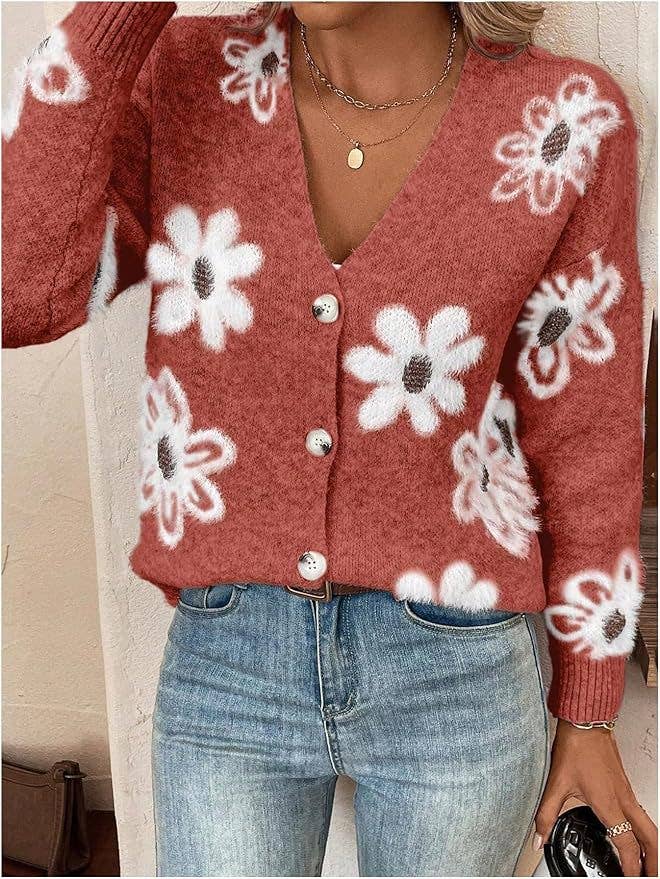 Floral Button Front Cardigan