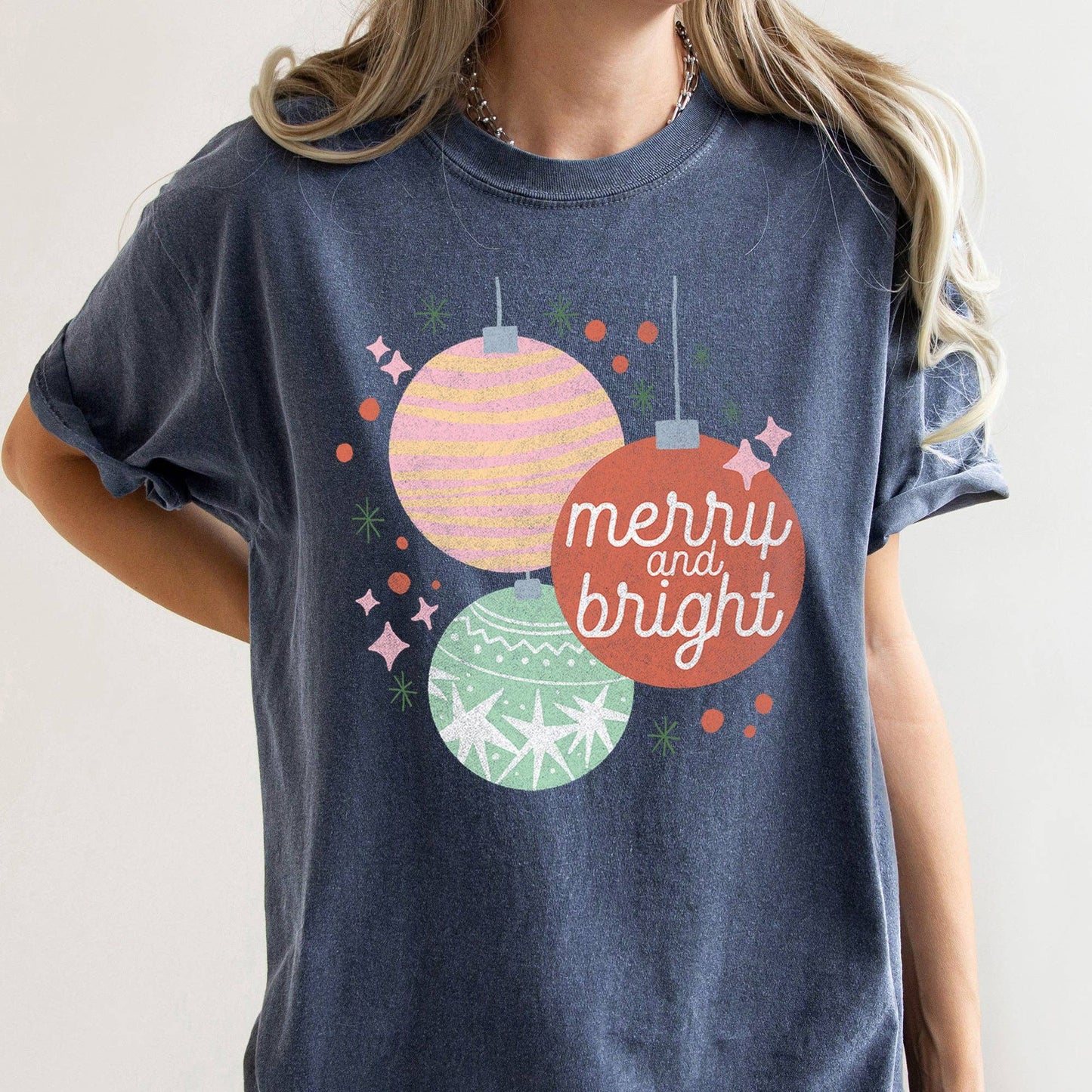 Merry And Bright, Pastel, Christmas Ornaments,, Tshirt