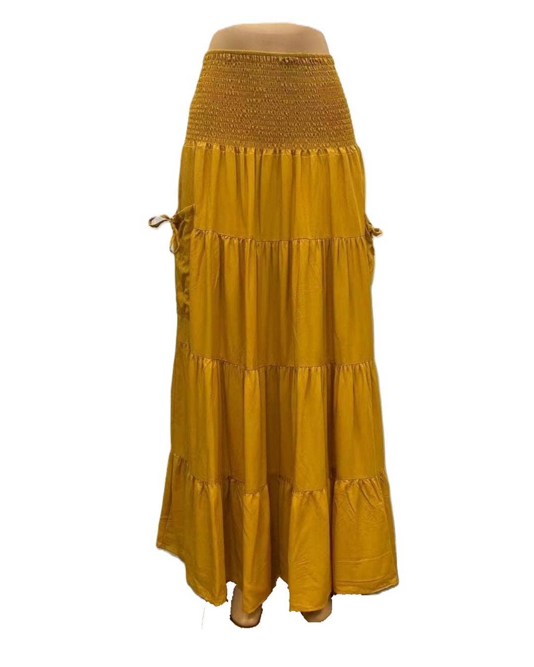 Bohemian Loose Plain Pockets Wrap Skirts