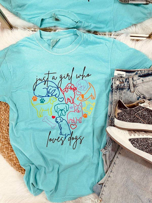 Just A Girl Who Love's dogs Collage Heart Tee: CHALKY MINT