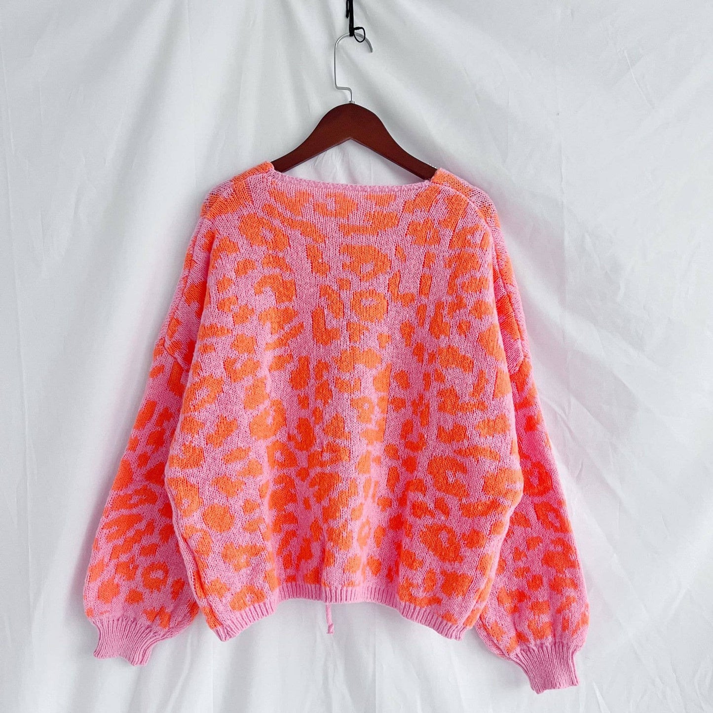 Retro Trendy Cheetah Leopard Print Lace-Up Cardigan