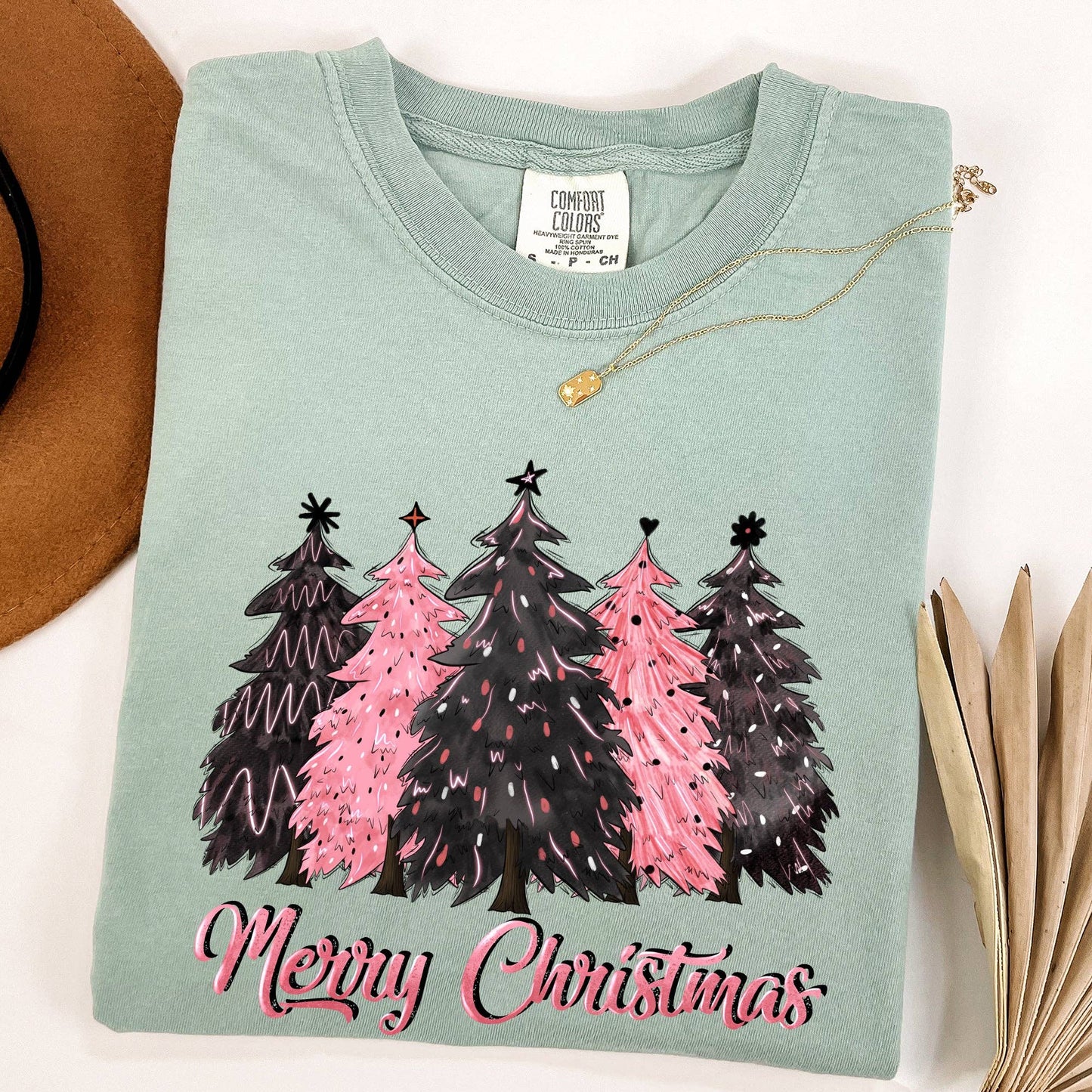 Merry Christmas Trees, Winter, Snow, Santa, Xmas Tshirt