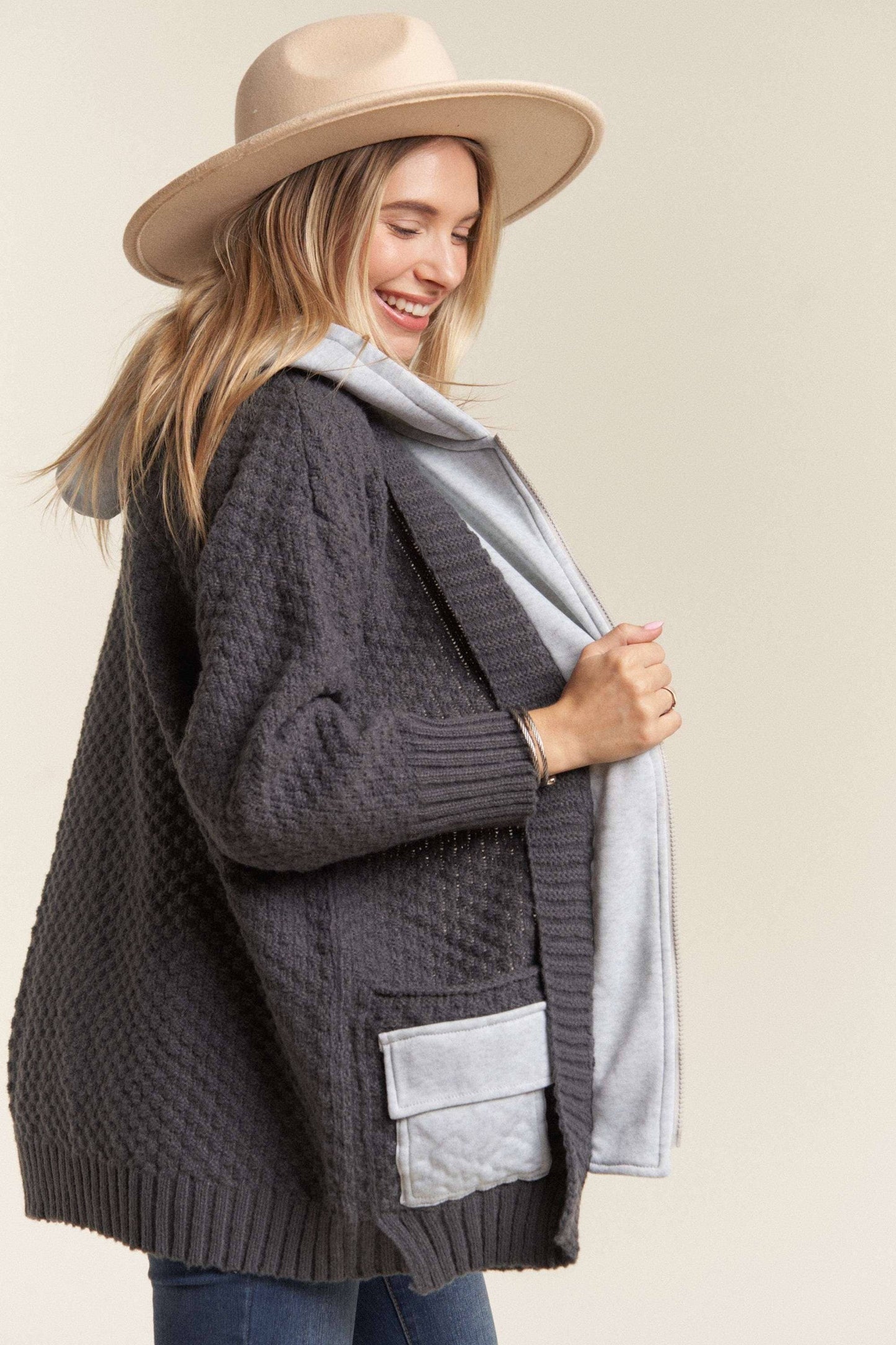 ZIP UP SWEATER HOODIE JACKET
