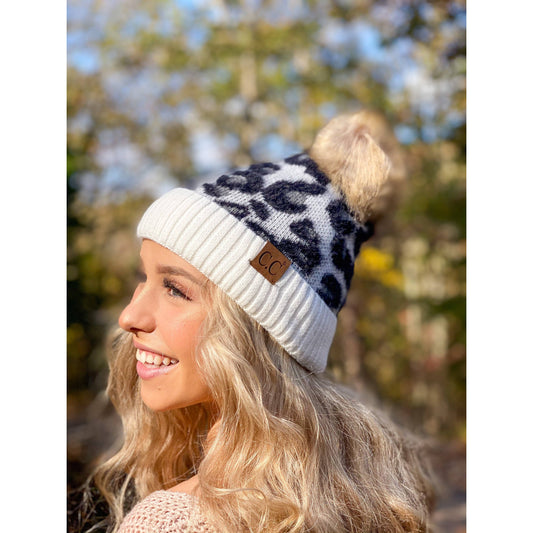 Leopard Pom Beanie HAT2061