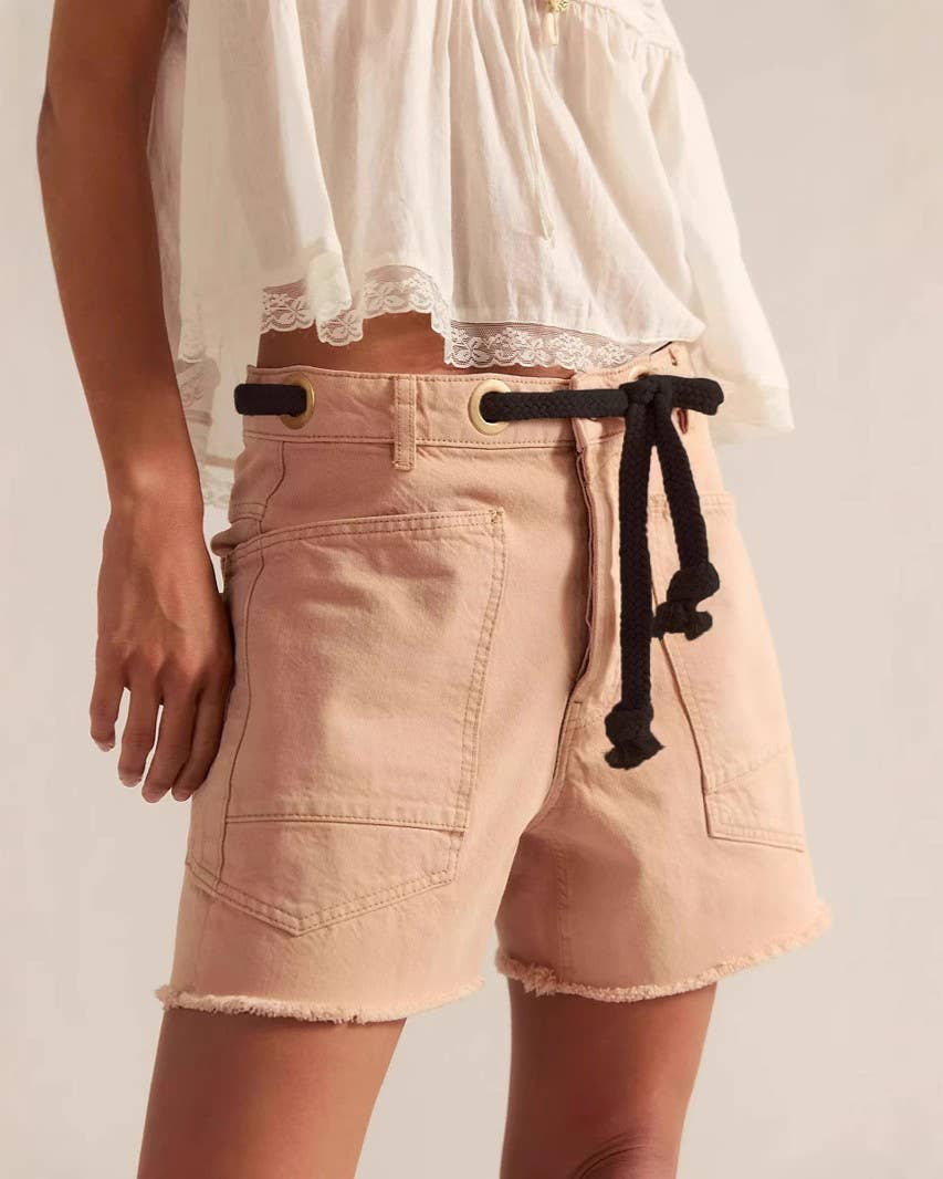 Street Style Drawstring Pocket Denim Casual Shorts