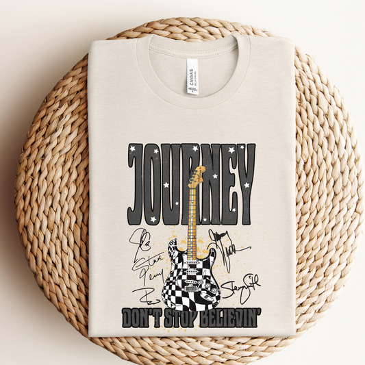 Journey Guitar Graphic Tee: Light Beige Graphic Tee