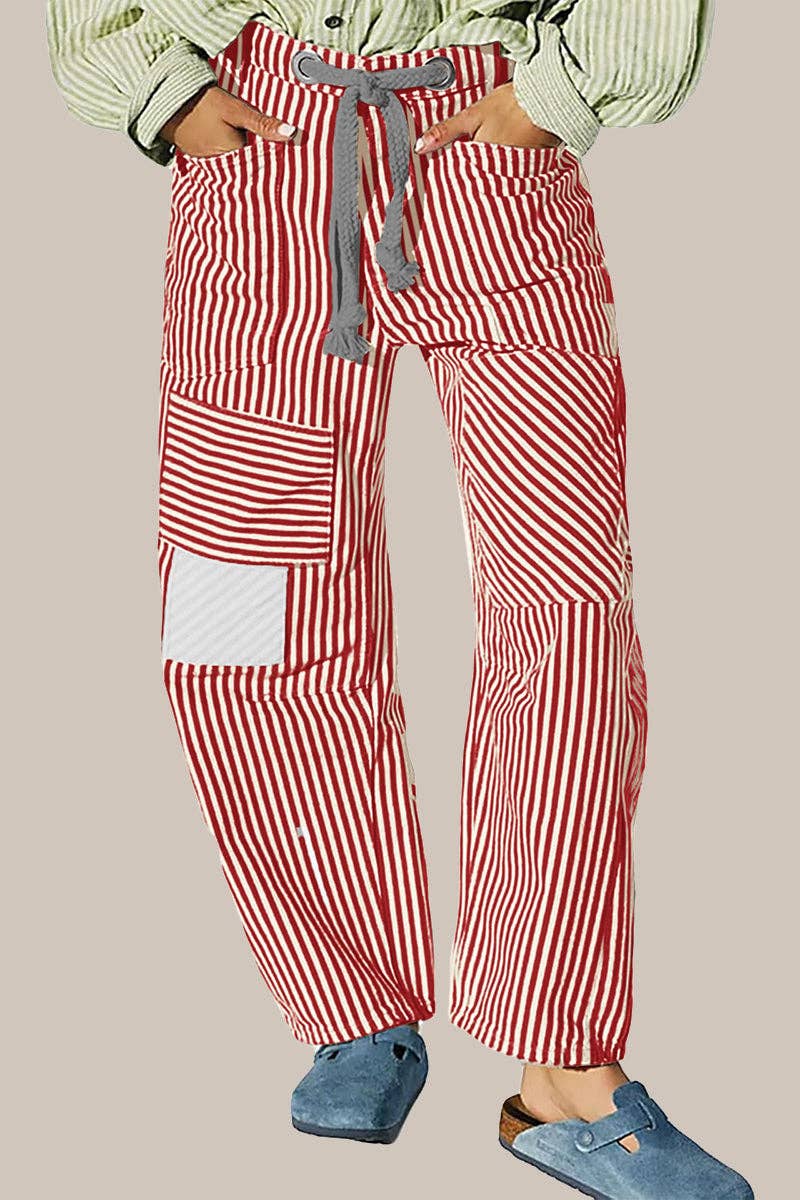 Striped Pattern Casual Loose Fit Pants