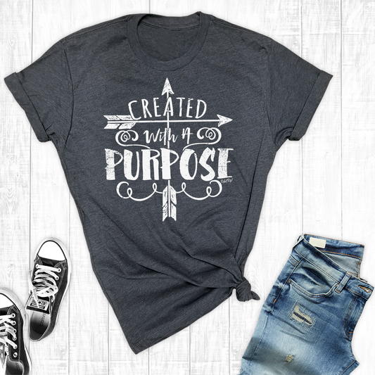 Created for a Purpose - Charcoal Unisex Graphic Tee