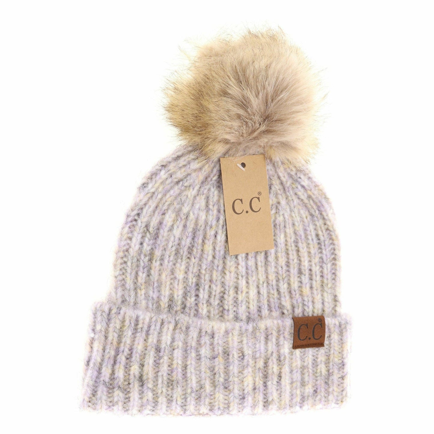 Soft Ribbed Fur Pom C.C Beanie HAT2074