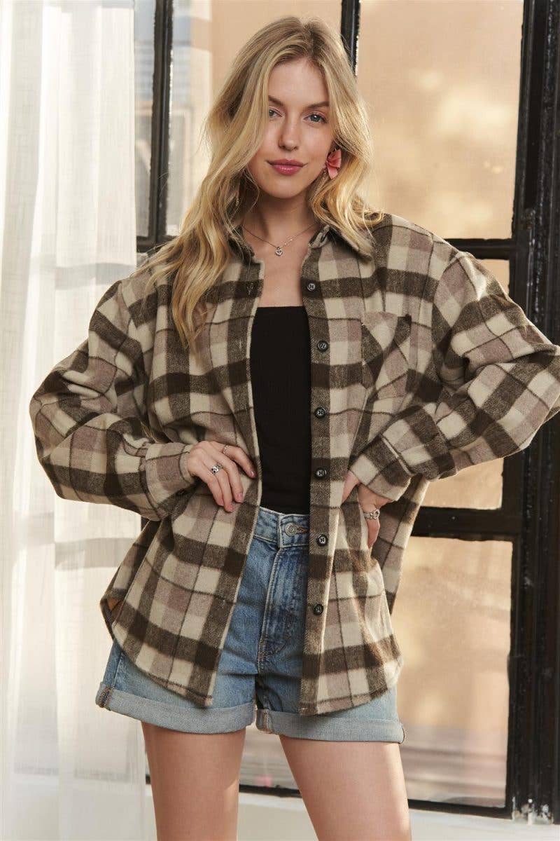 Plaid Button Up Flannel Shacket