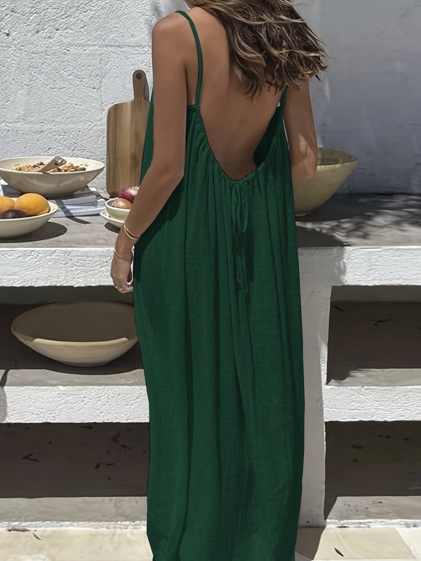 Boho Beach Backless Tie Multi Color Cami Dress