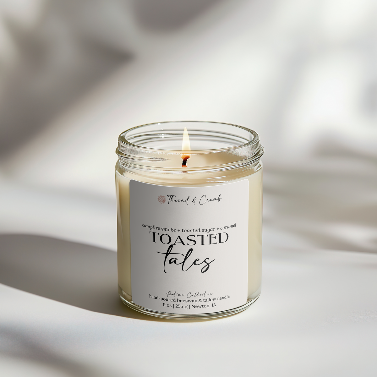 Toasted Tales Fall Candle | Beeswax + Tallow | 9 oz