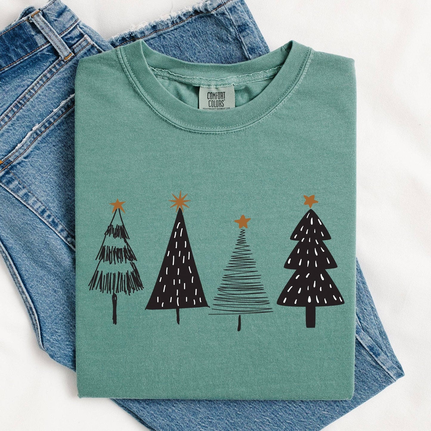 Minimalist Christmas Trees, Winter, Snow, Santa Tshirt