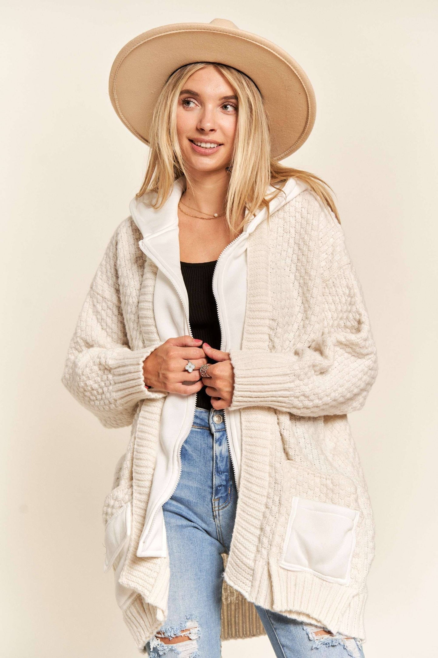 ZIP UP SWEATER HOODIE JACKET