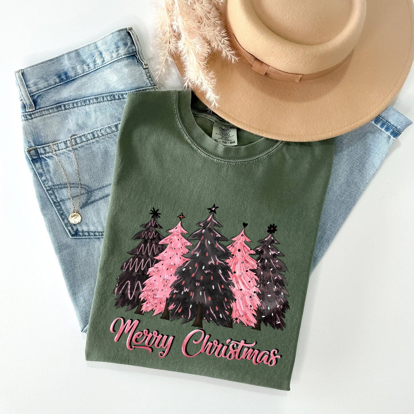 Merry Christmas Trees, Winter, Snow, Santa, Xmas Tshirt