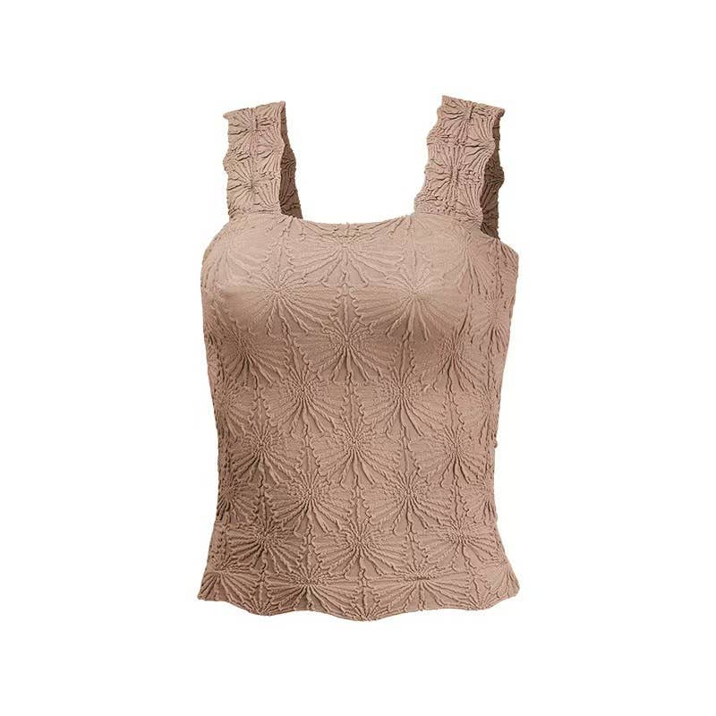 Essential Basic Flower Jacquard Y2k fitted Tank