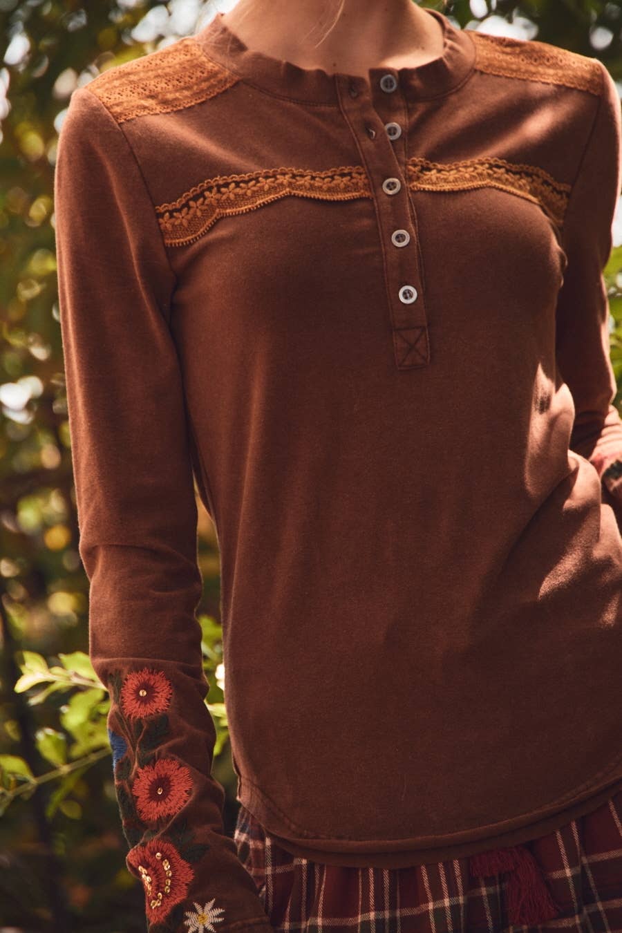 Acid Washed Henley Top