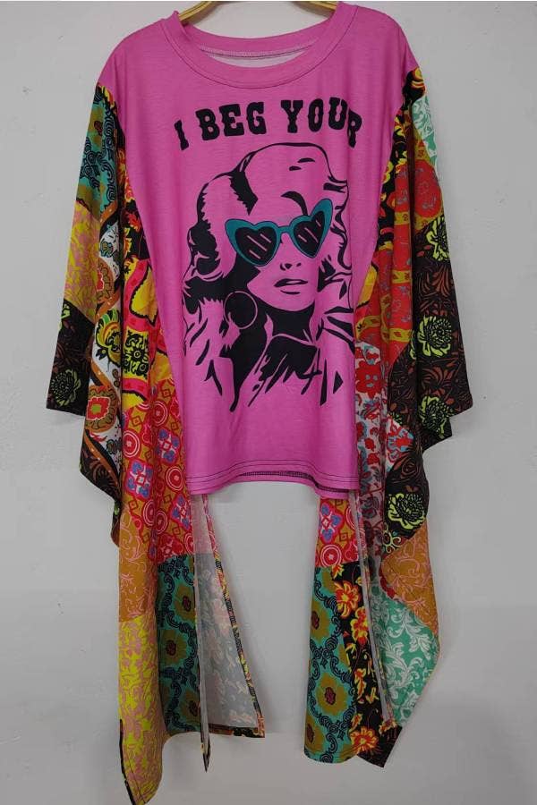 Country Music Vintage Graphic Tee with Long Kimono Sleeve
