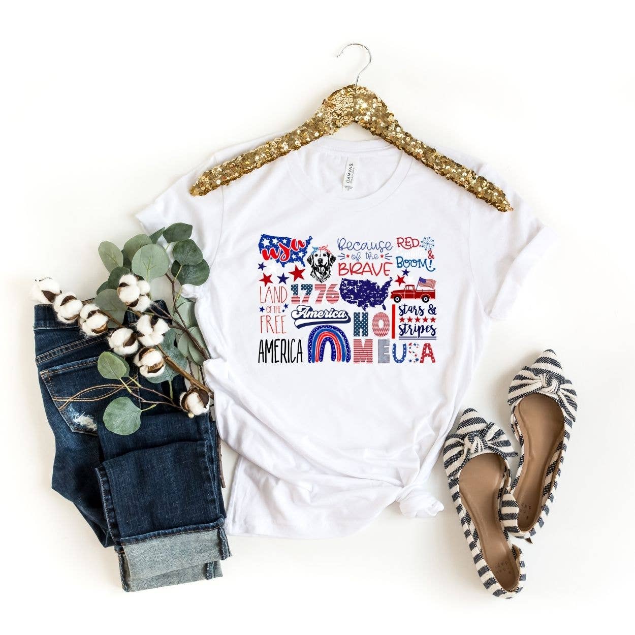 Patriotic Collage White Tee