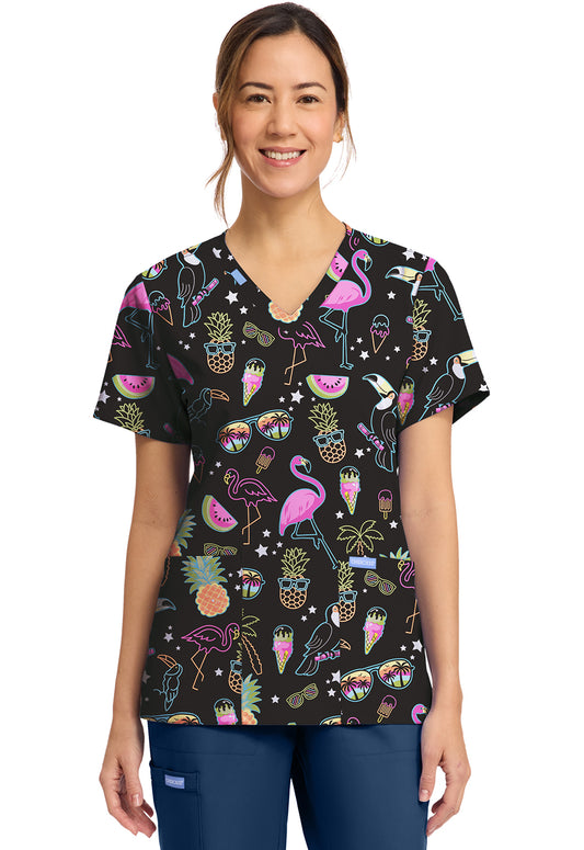 Cherokee Prints V-Neck Top in DOWNTOWN TROPICAL