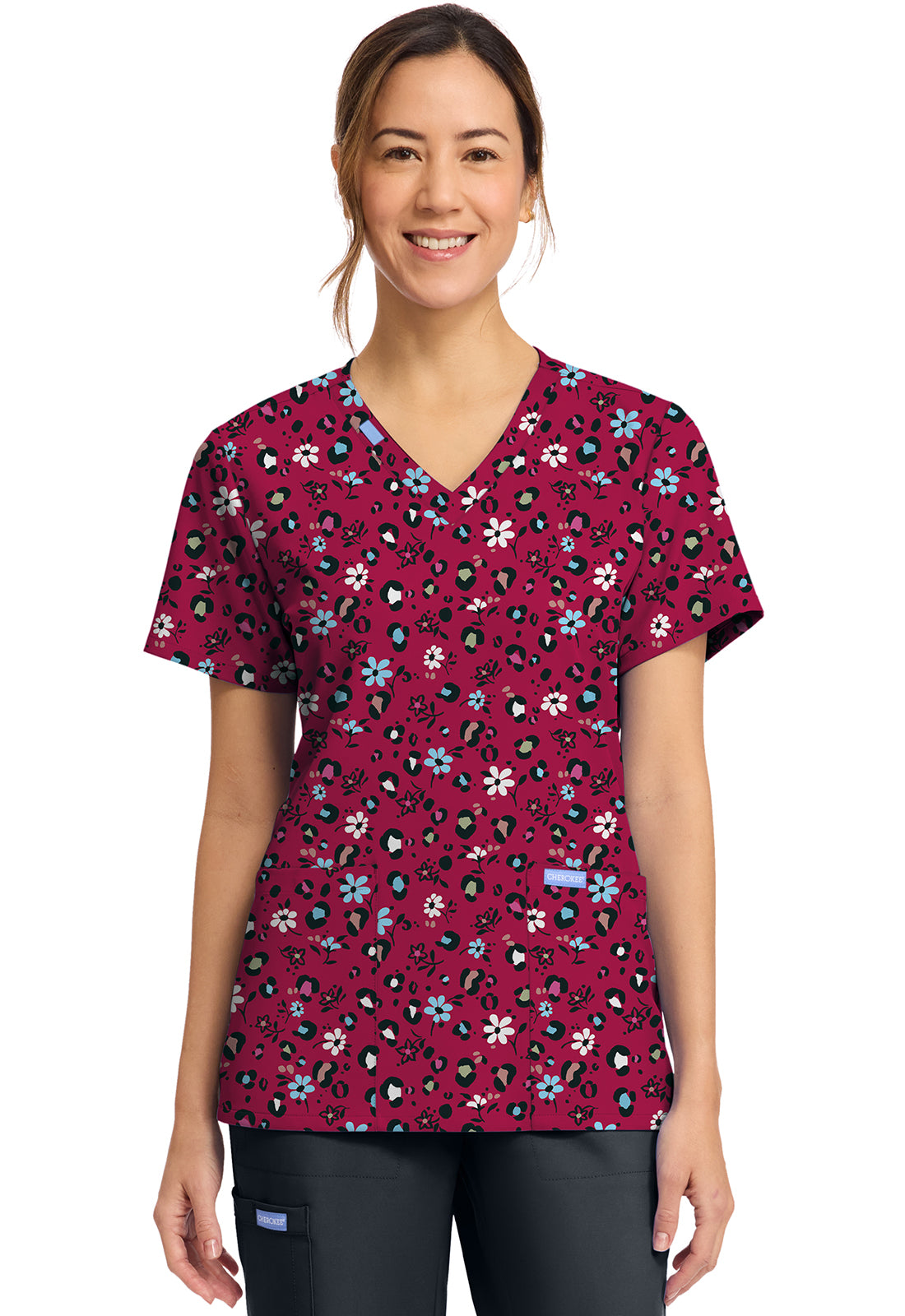 Cherokee Prints Women's Print V-Neck Top