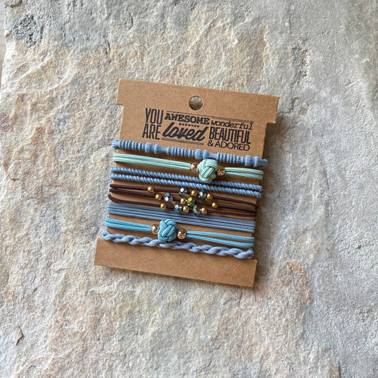 Rhinestone Hair Ties on Kraft Card | Blue