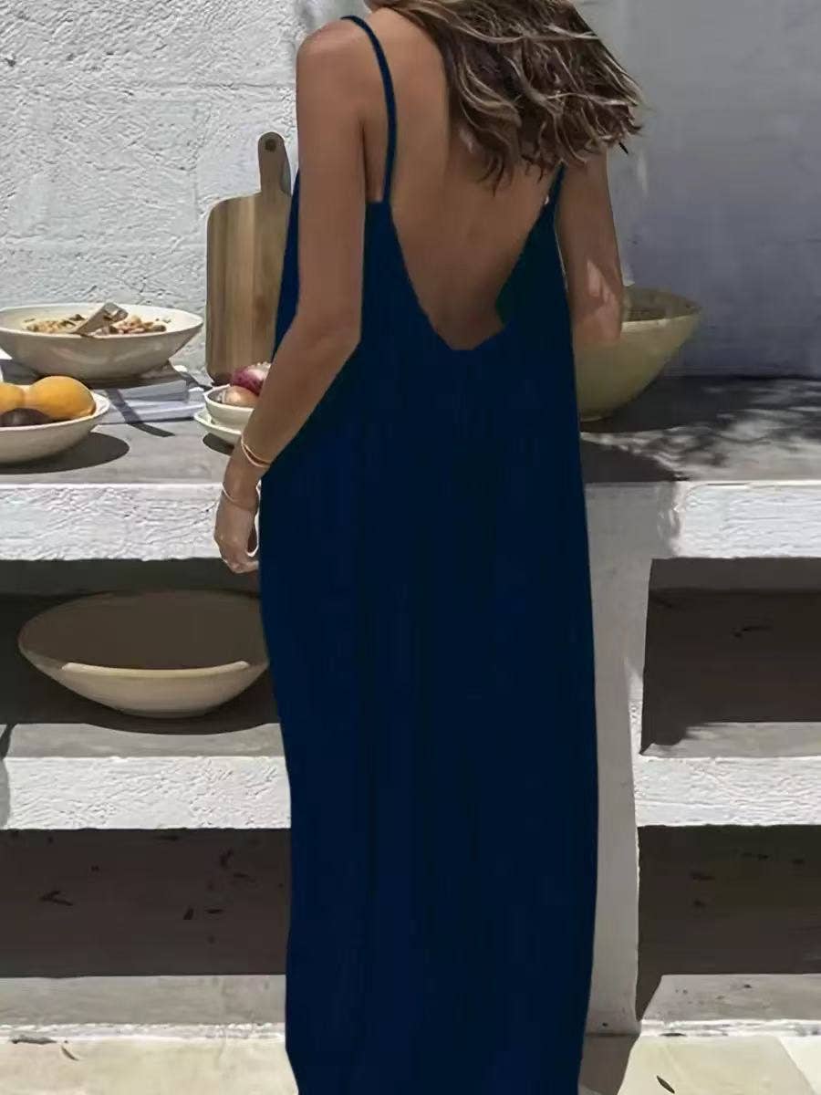 Boho Beach Backless Tie Multi Color Cami Dress