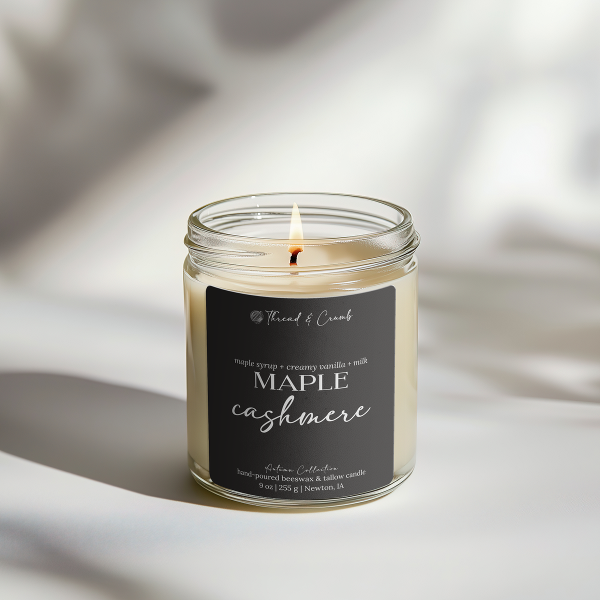 Maple Cashmere Fall Candle | Beeswax + Tallow | 9 oz