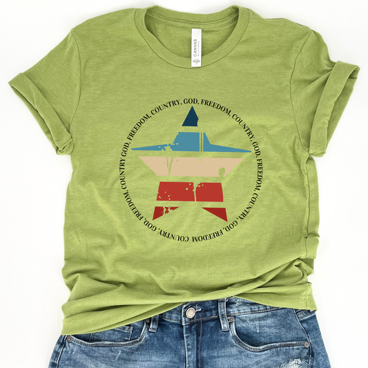 Country God Freedom Christian Graphic t-shirt, Patriotic top