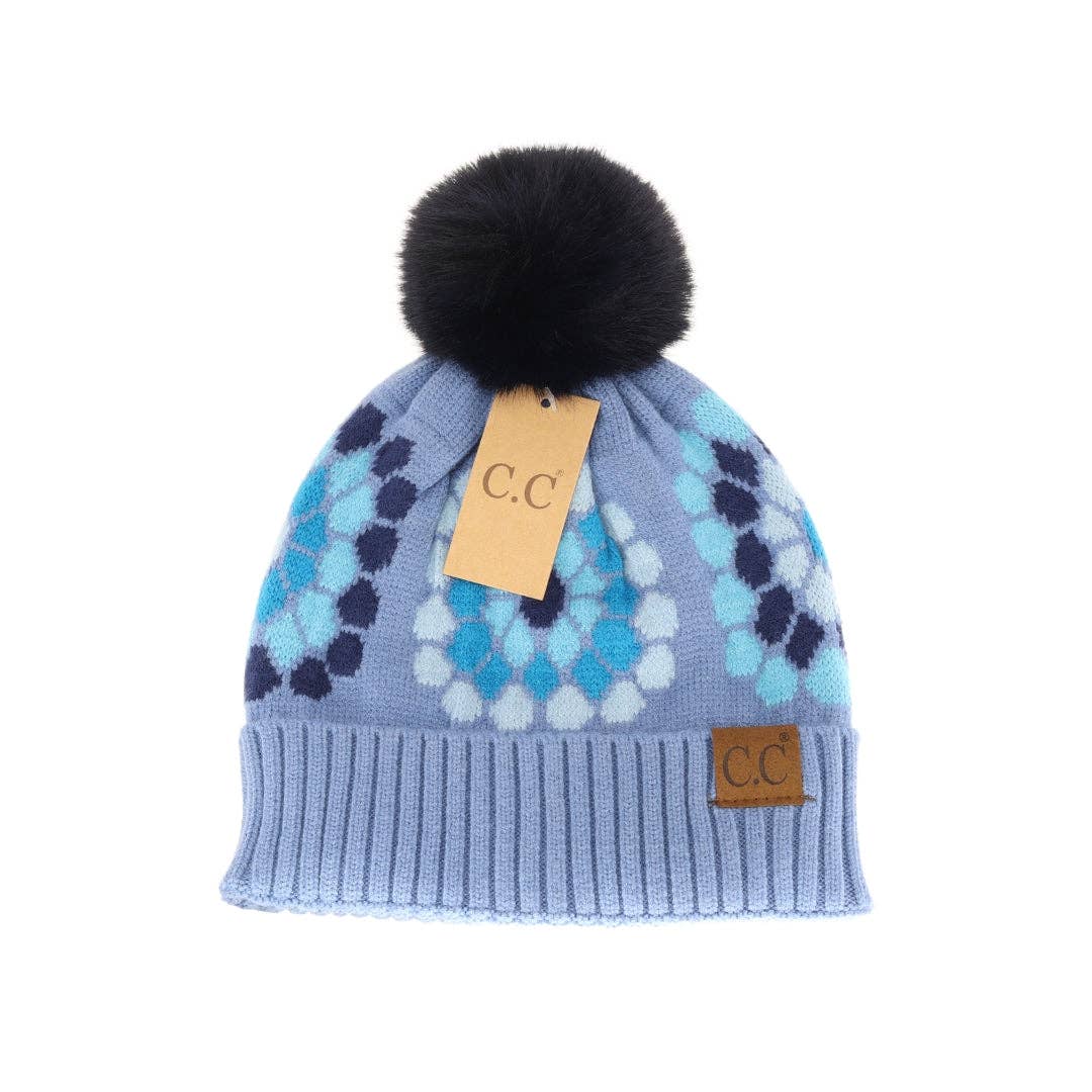 Flower Pattern Pom C.C Beanie HAT7396