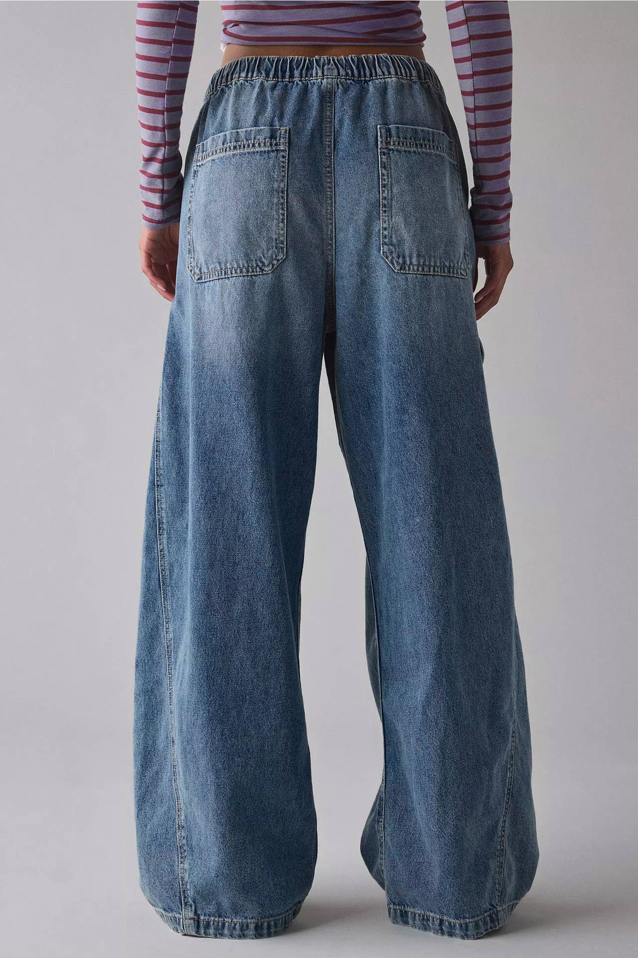 Casual High Waisted Drawstring Baggy Cargo Jeans
