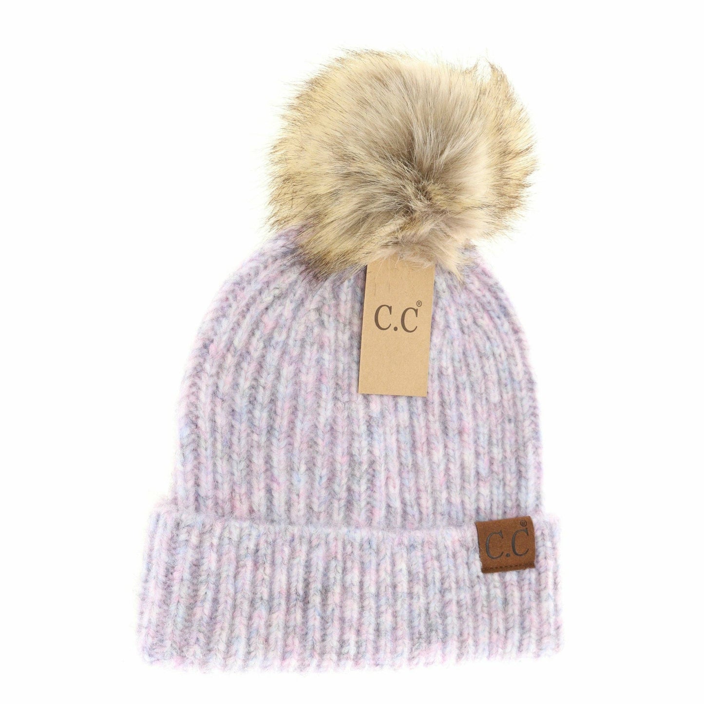 Soft Ribbed Fur Pom C.C Beanie HAT2074