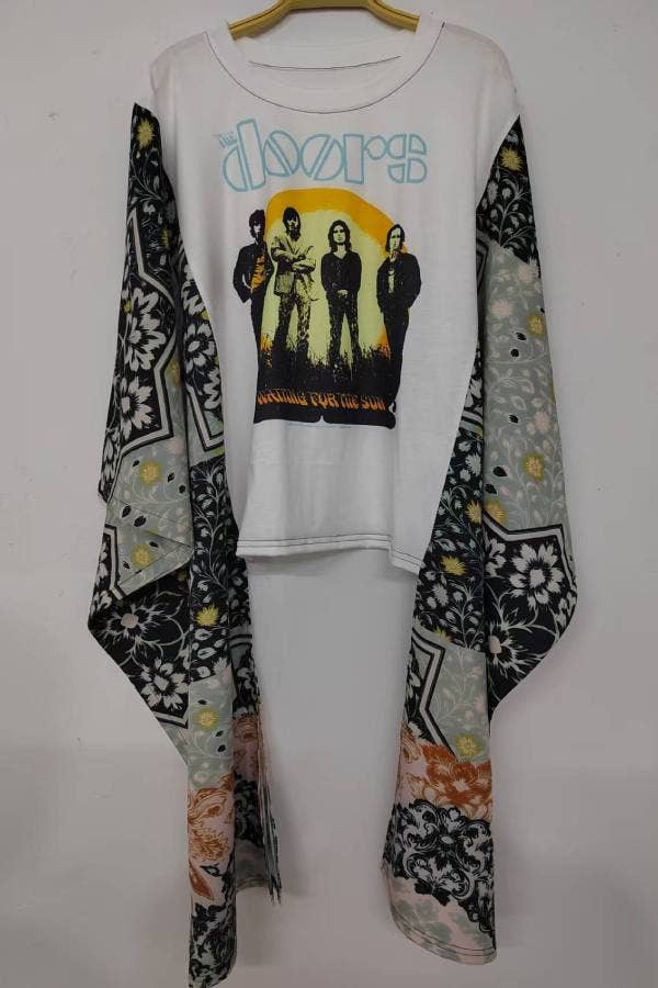 Western Vintage Graphic Batwing Kimono Sleeves Tees Boho Top