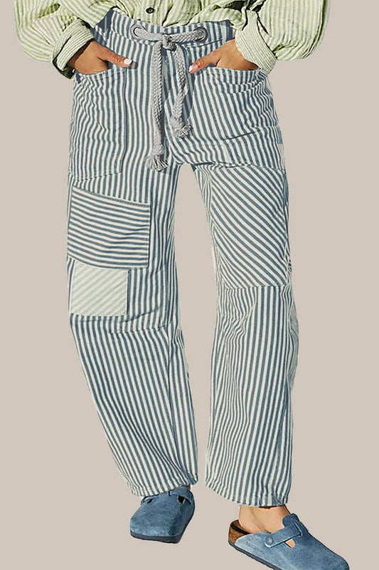 Striped Pattern Casual Loose Fit Pants