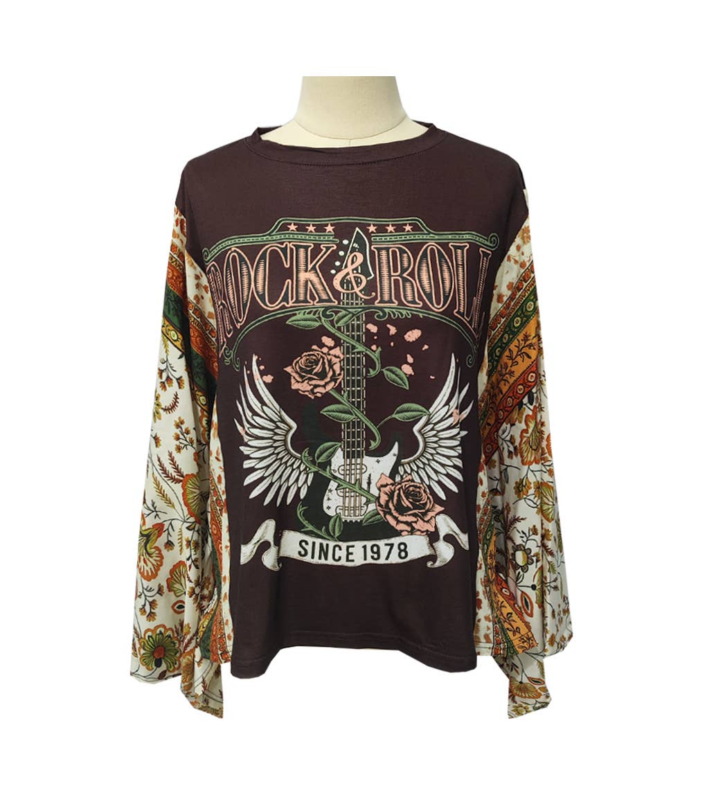 Western Rock and Roll Kimono Sleeve Relaxed Graphic Tees