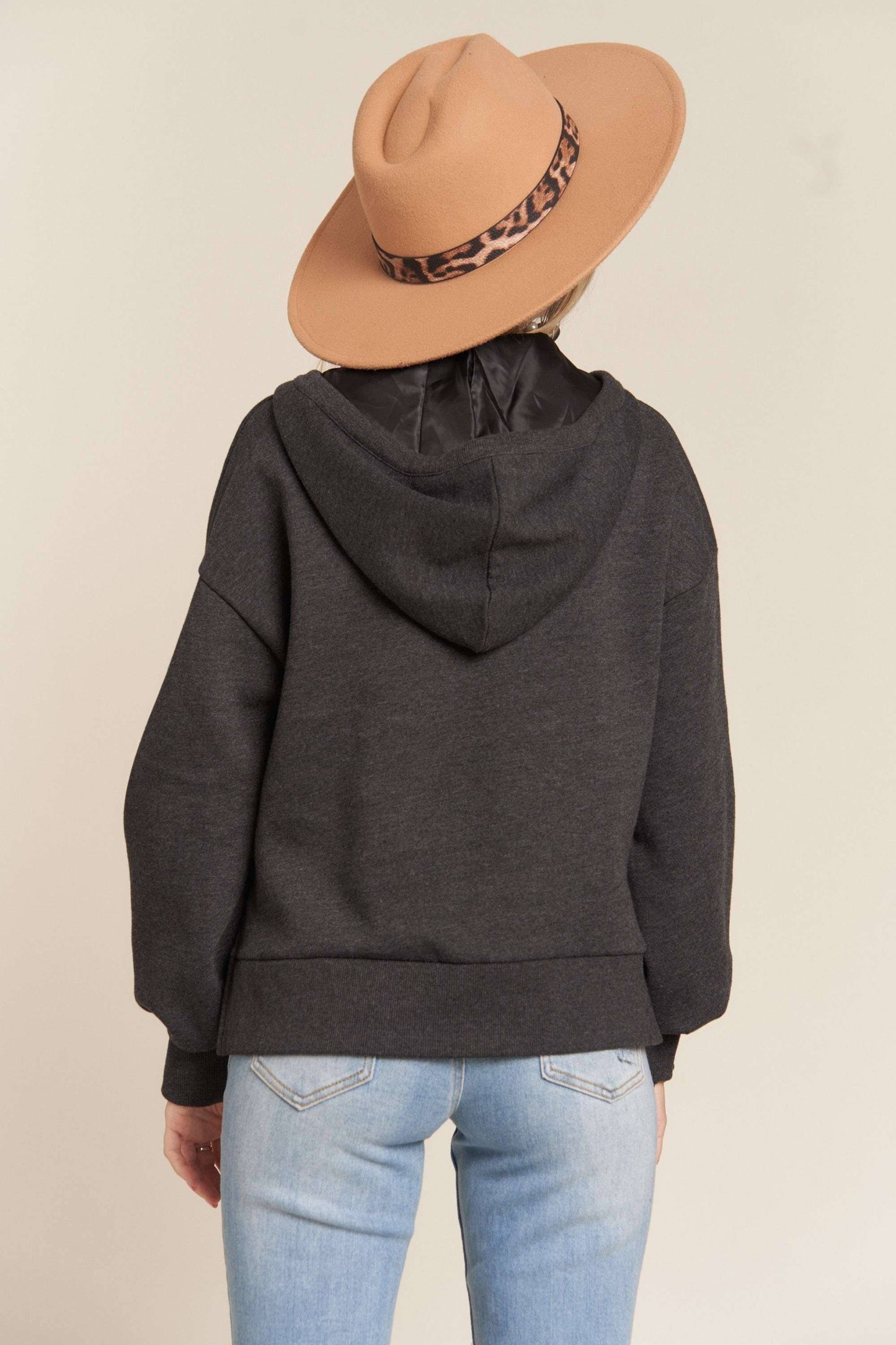 INSIDE NAPPED HOODIE TUNIC TOP