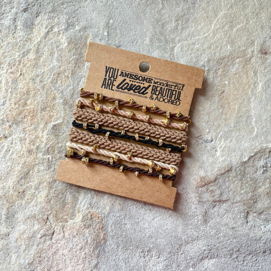 Charm Hair Ties on Kraft Card | Brown Variety