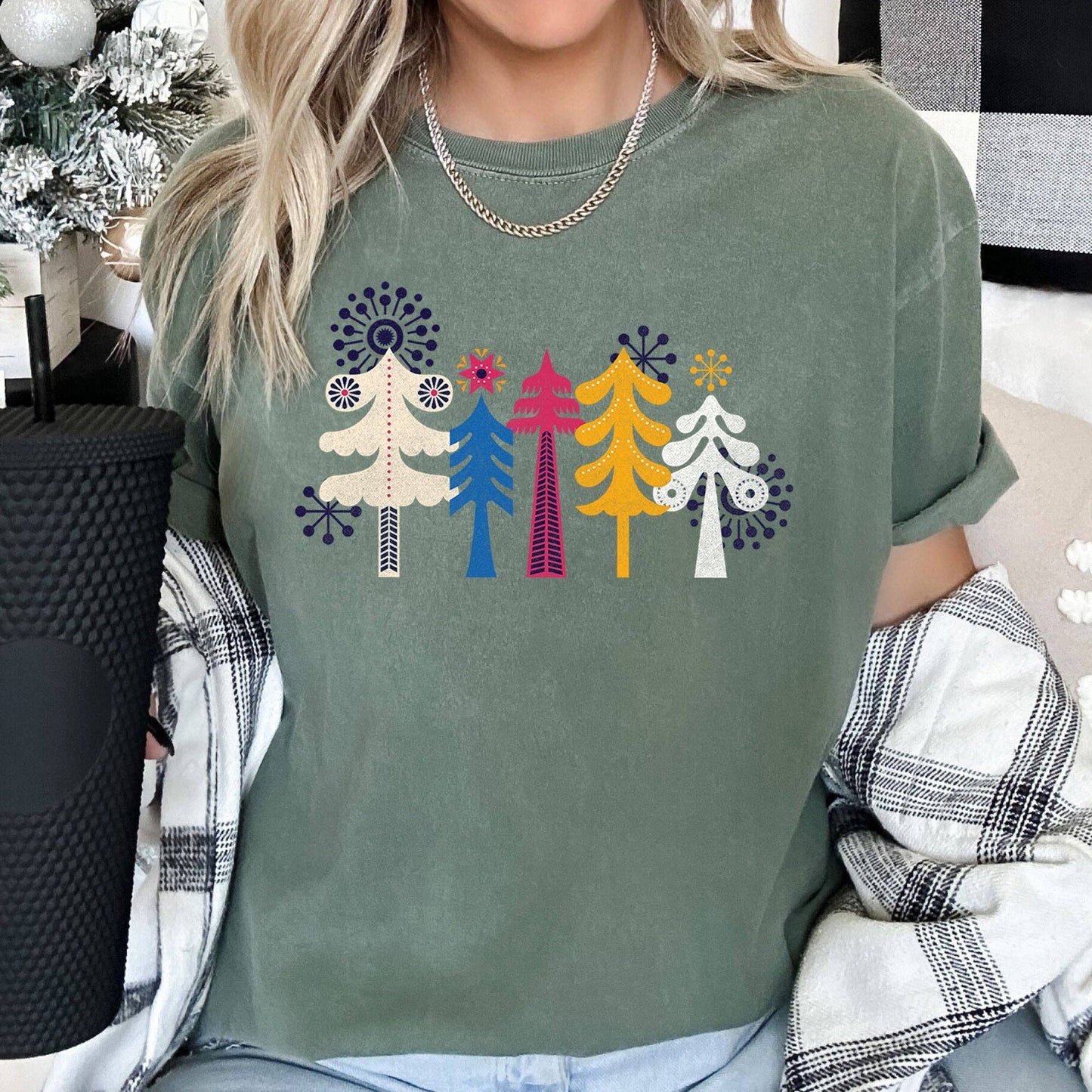 Noel Folk Art, Christmas, Snowflakes, Nordic, Tshirt
